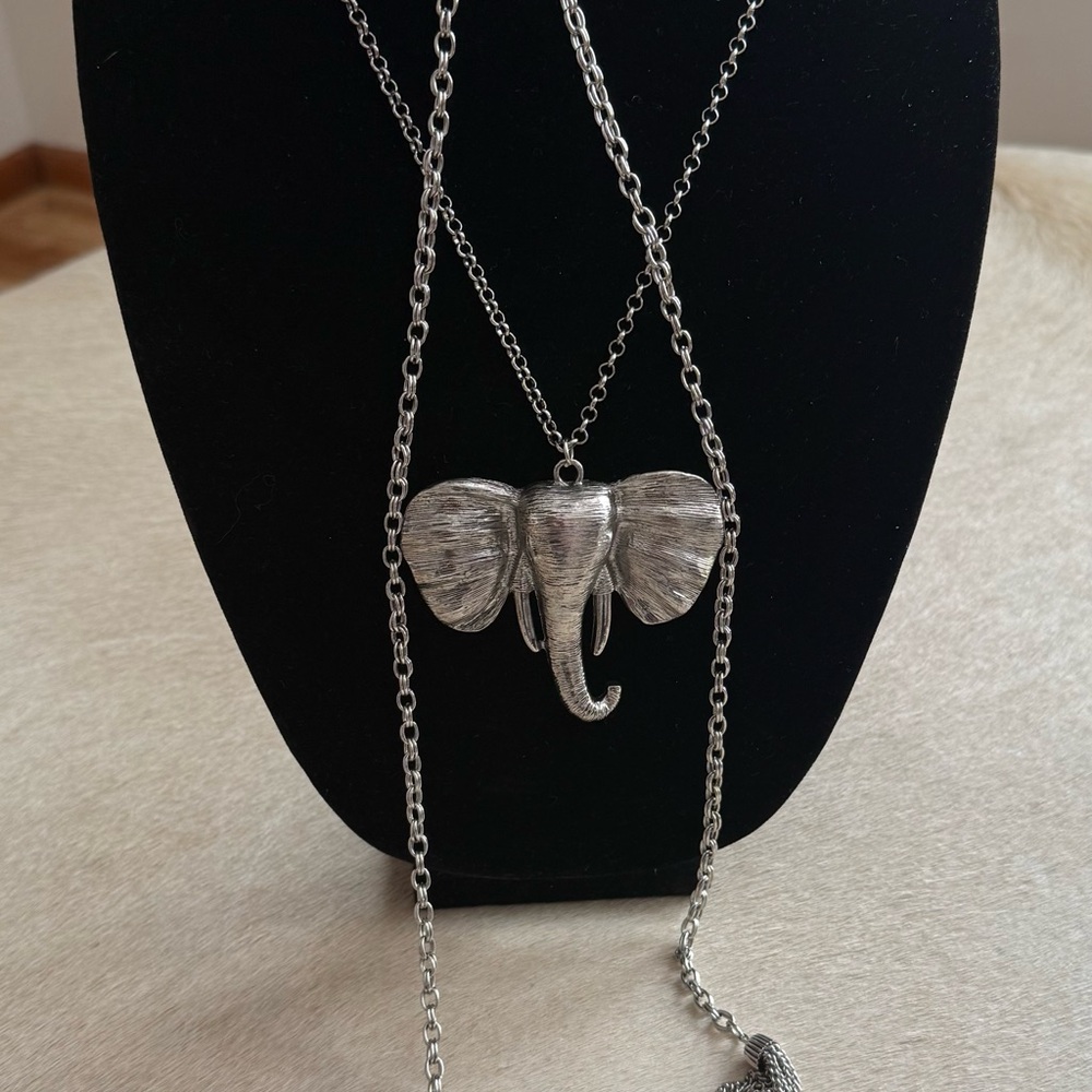 Silver Elephant Pendant Necklace - Picture 10 of 11